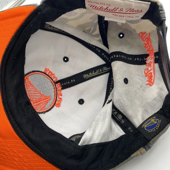 Golden State Warriors Hat Camo Neon Orange Mitchell Ness SnapBack Adjustable VGC - Picture 9 of 12